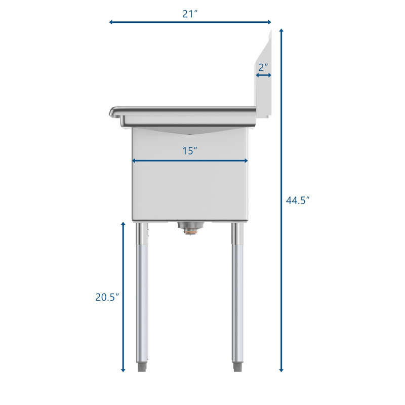 60'' L x 21'' W Silver Freestanding Service Sink