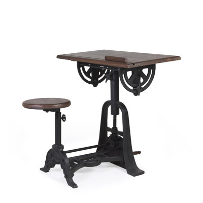 Pipa Adjustable Height Solid Wood Iron Drafting Table
