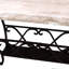 High End Wrought Iron Accent table with Cream Travertine top with Chisel Edge