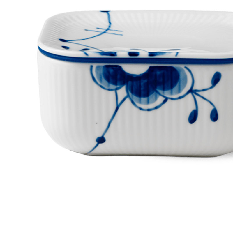 Royal Copenhagen White/Blue Fluted Mega Butter Dish