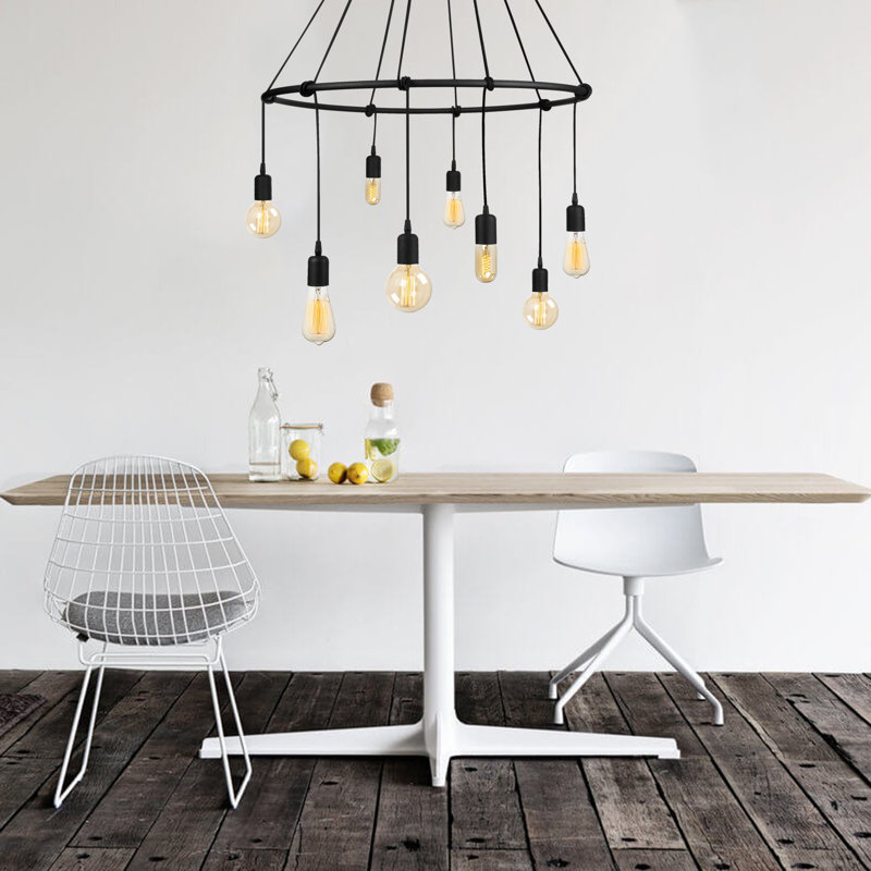 Luminaire suspendu à 8 lumières Hern, Noir