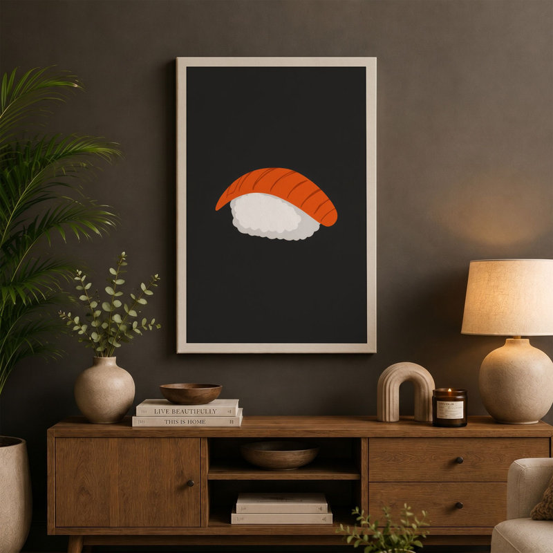 Nigiri Sushi Minimalist - Wrapped Canvas, Cream Border, 30x20 - 76.2 x 50.8 cm