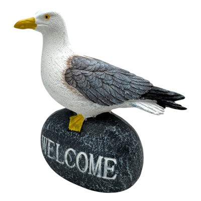 Seagull On A Welcome Stone Figurine