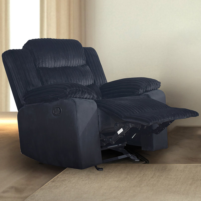 Jacobo Wood & Fabric Glider Recliner , Black