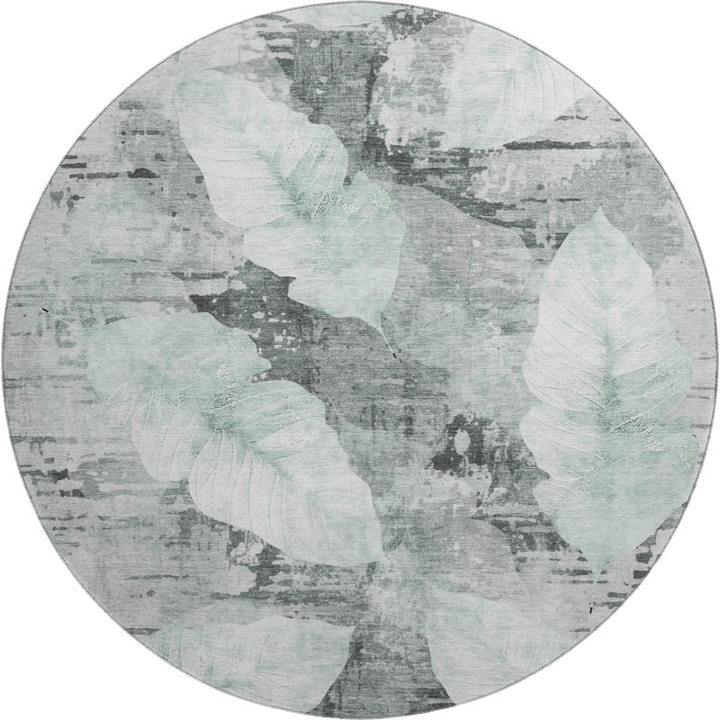 Premium Machine Washable Mayfield floral Rug, Teal, 8' Round