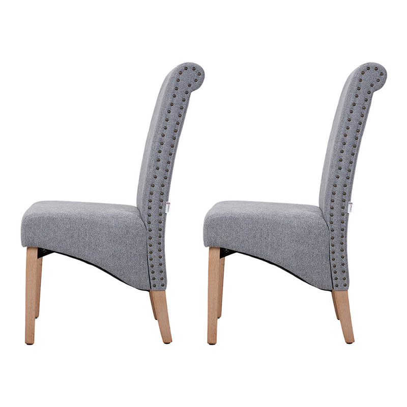 102cm H Linen Upholstered Side Chair in Gray