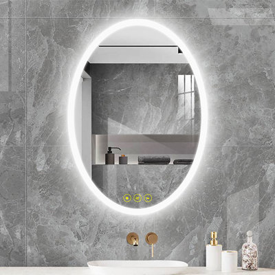 Brue Oval Frameless LED Mirror - Anti-Fog, Dimmable, Perfect for Bathroom/Vanity Use