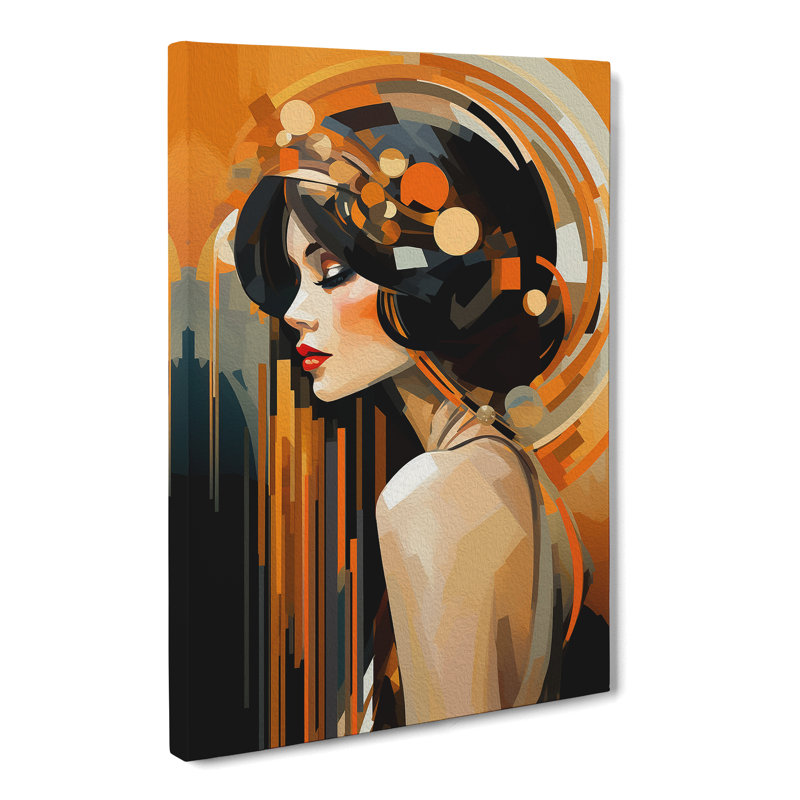 Art Deco Woman Gestural - Wrapped Canvas, 60cm H x 40cm W x 3cm D