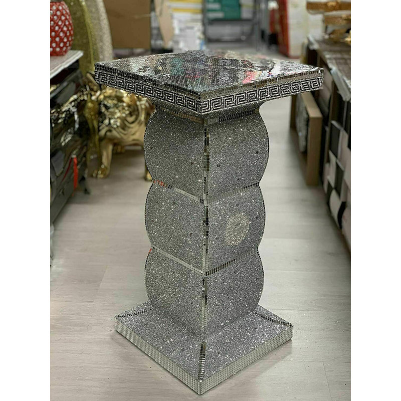 Whalen Glass Top Block End Table