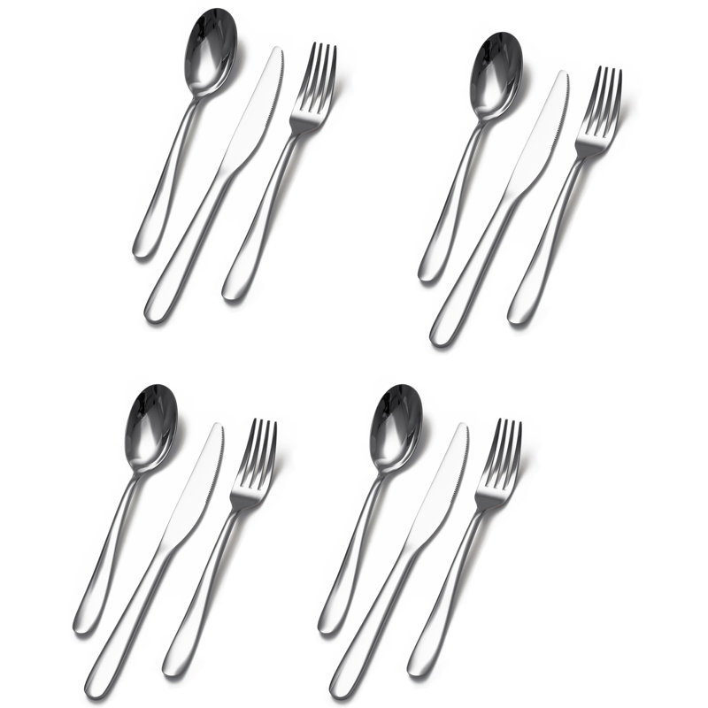 Service de table 12 pièces en acier inoxydable avec 4 couteaux, fourchettes et cuillères