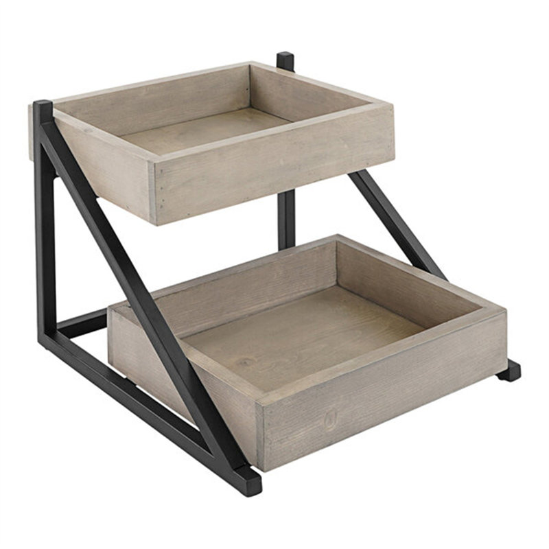 Présentoir à 2 niveaux Cal-Mil Newport, Gris / Noir, H 11,4 po x l 14,25 po x P 15,2 po