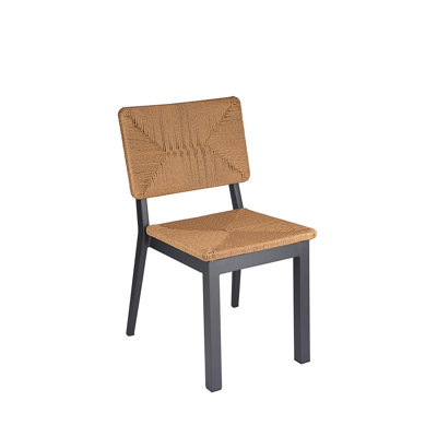 Black Aluminum Chair with Natural Tan Terylene Fabric Seat & Back, Indoor/Outdoor Use
