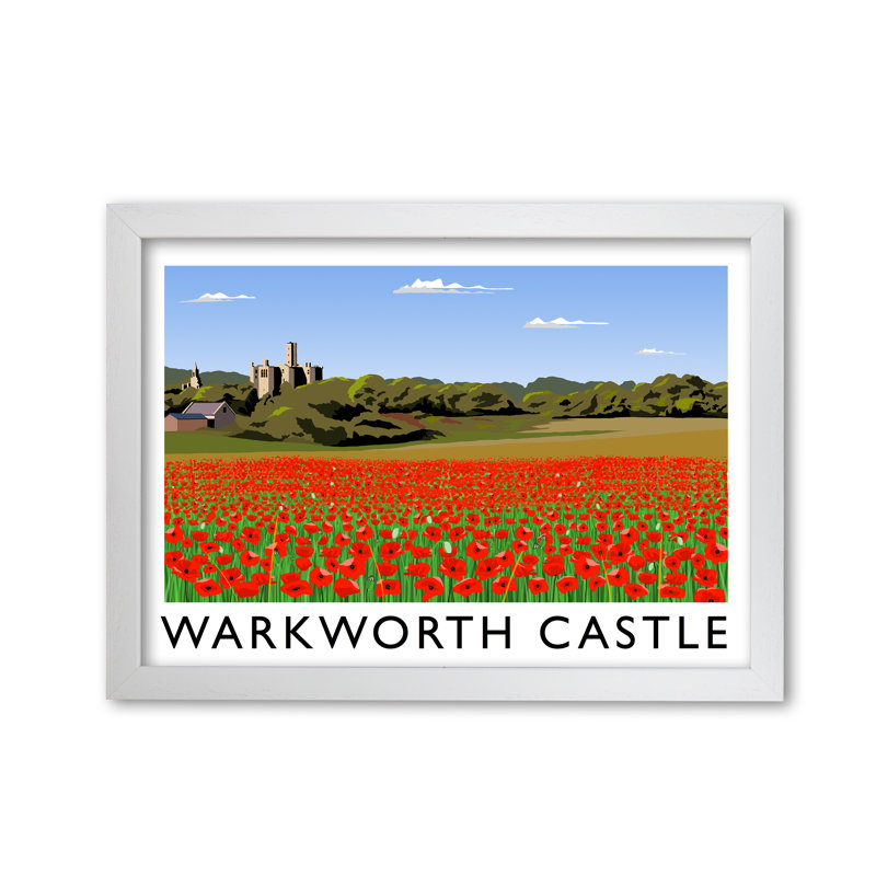 Warkworth Castle by Richard O'Neill - Single Picture Frame Print, 21 cm H x 297 cm W, White