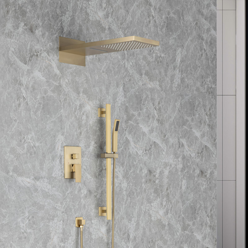 Diverter Complete Shower System with Rough in-Valve, Gold