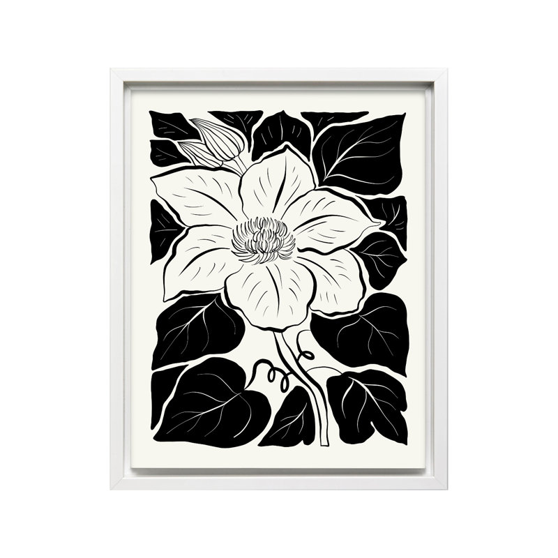 Illustration abstraite de fleur n ° 2, Canevas, H 12 po x l 16 po, Encadrement blanc