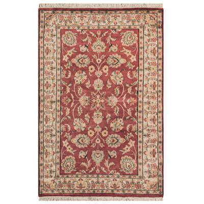 Hand-Knotted High-Quality Rust and Ivory Area Rug