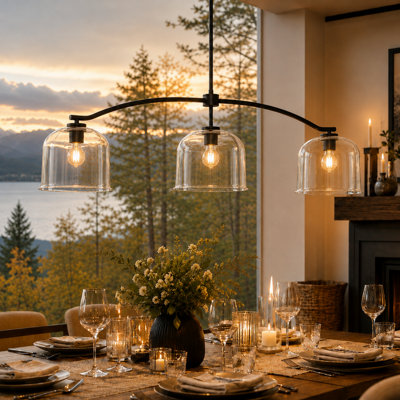 Luminaire suspendu pour îlot de cuisine 3 lumières l 55,9 po Justyce