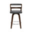 Tabouret de bar pivotant rembourré avec structure en bois Mundrae, pieds en bois d'hévéa-743875451