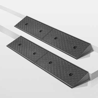 Set of 2 Rubber Curb Ramps, 3" Rise Height Heavy Duty Threshold Ramp Driveway Ramp For Car Wheelchair