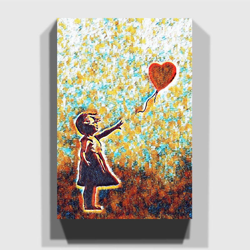 Girl with Balloon Wall Art - Wrapped Canvas, 50cm H x 35cm W