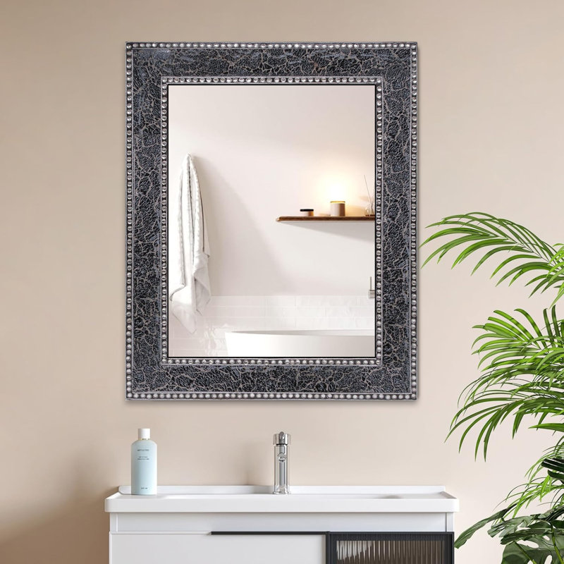 Miroir d'appoint Cima Crackle, Noir / gris