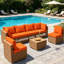 Ensemble 14 pièces de coussins modulaires d'extérieur, seulement des coussins, un coussin de dossier de siège épais de 4 po, des coussins de remplacement pour canapé de patio pour 6 sièges-1049095782