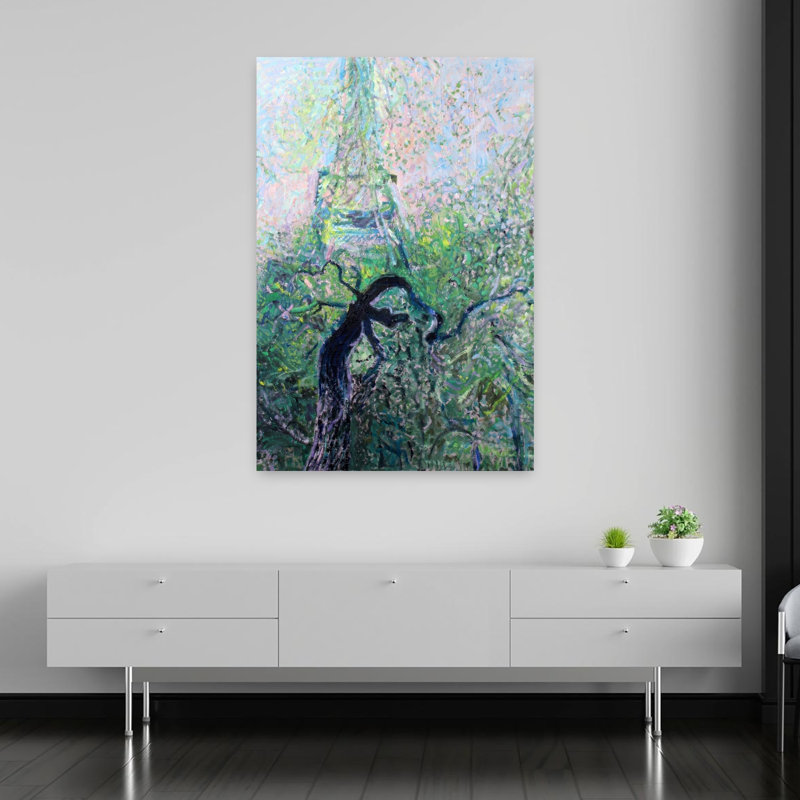 Art contemporain, paysage urbain abstrait et impressionniste, paysage urbain, H 60 po x l 40 po