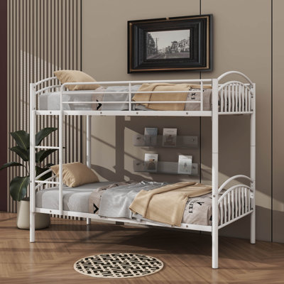Twin Over Twin Metal Bunk Bed And Removable Ladder Can Be Separated Into Two Beds