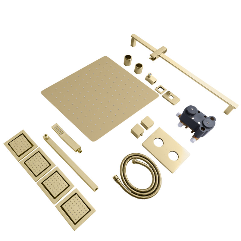 Complete Shower System with Rough-in Valve, Champagne Bronze