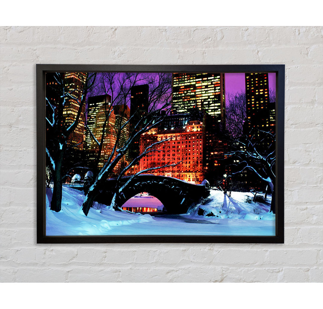 New York City Central Park Night Snow - Einzelbildrahmen Kunstdrucke auf Leinwand