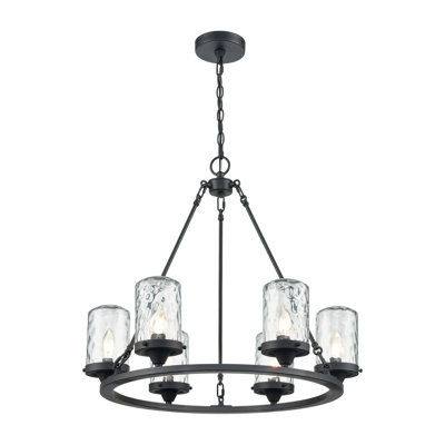 Luminaire suspendu d'extérieur 6 lumières Torch 26 po - noir anthracite