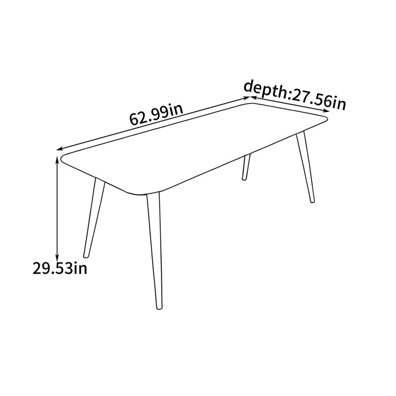 Nordic-style spacious dining table, 29.53"H x 62.99"L x 27.56"W