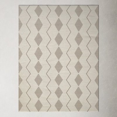 Malmo Beige Hand-Woven Geometric Outdoor Rug