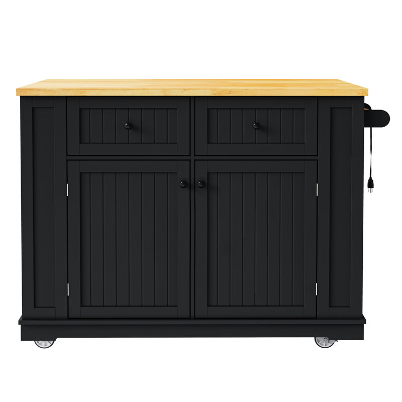 3 Kitchen Island With Slow-Close Hinges, Spice Rack, And Towel Rack For Functionality