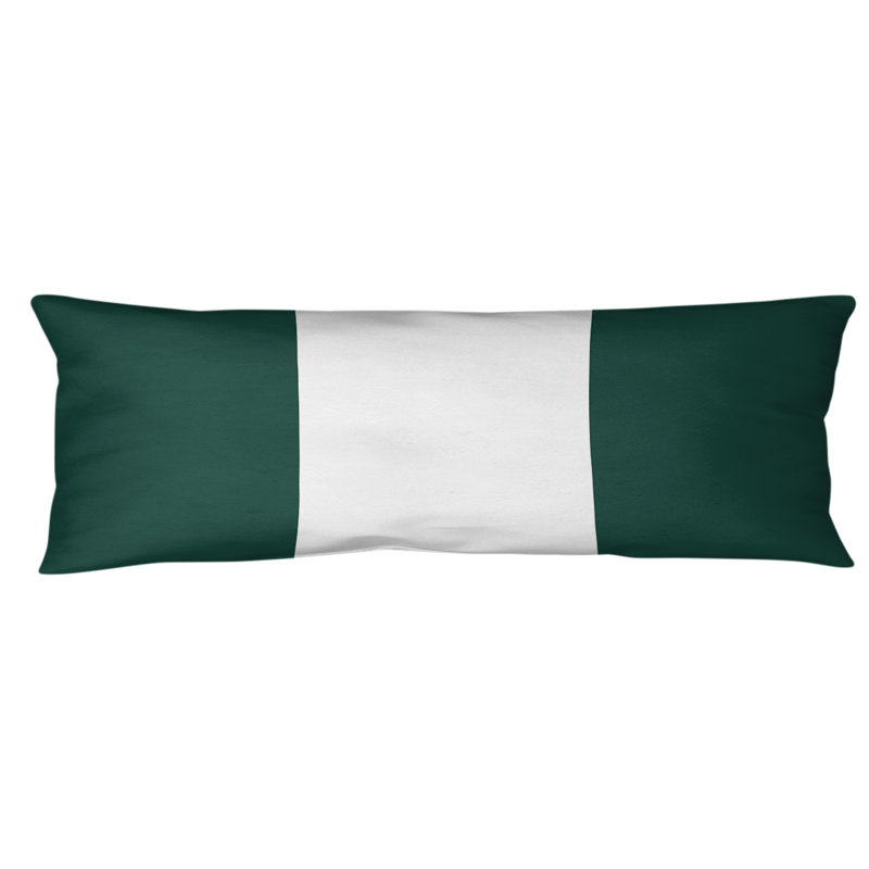 Oreiller de corps en polyester Adele 20 po x 54 po, Vert / Blanc moyen