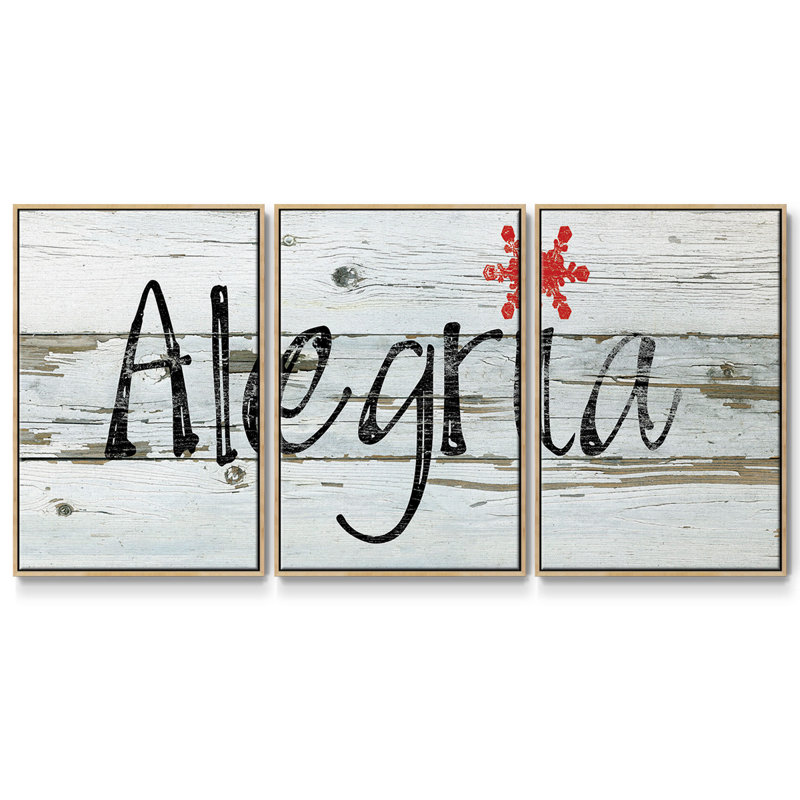Alegria, peinture sur toile 3 pièces, H 36 po x l 75 po, Encadré naturel
