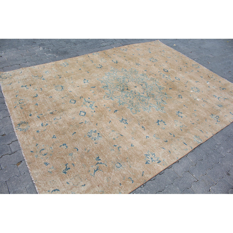 Tapis antique en laine Anatolian turque - Grand tapis brun de luxe rétro pour le salon