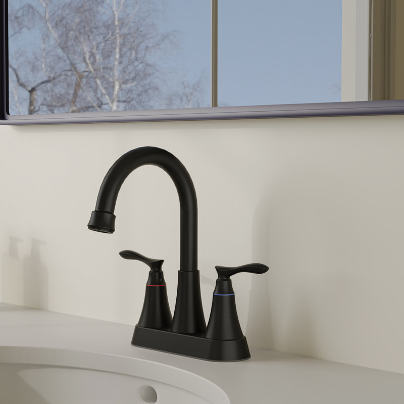 Centerset 2-handle Bathroom Faucet with Drain Assembly, Matte Black