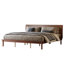 Lit plateforme King style Mid-Century Modern, cadre en bois bas avec tête de lit inclinée, lattes robustes, sans sommier, noyer-724887970