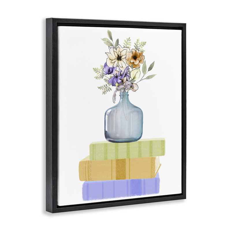 Vase de fleurs sur cadre flottant, conception de Marcus Prime, Cadre flottant noir de jais, H 21 po x l 17 po