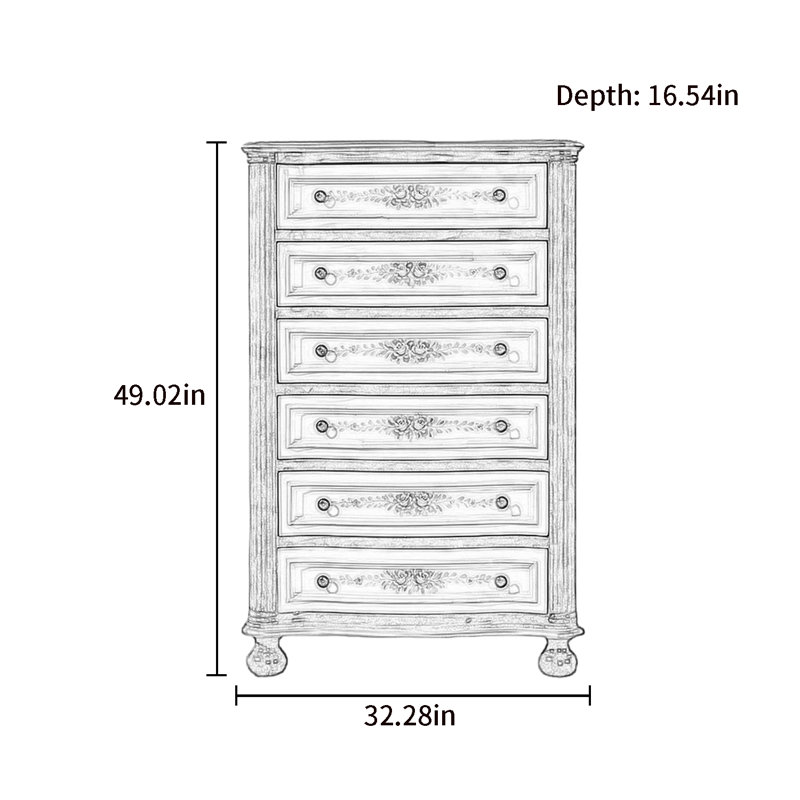 Chic Mediterranean-Inspired 6-Drawer Accent Chest