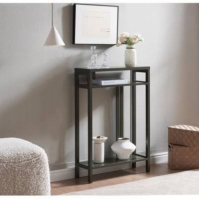 Mukai Wood Console Table with 2 Open Storage Shelves, Narrow & Minimalist Sofa Table, Entryway Table Perfect for Hallway, Behind The Couch, Living Roo