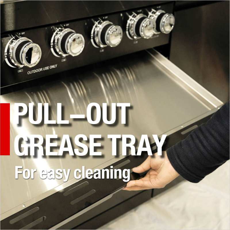 Îlot de cuisine de 43 pouces à 6 brûleurs et 85 000 BTU de cuisine au gaz en acier inoxydable pour barbecue et îlot de cuisine + réfrigérateur à vin compact + ensemble de rôtisserie + comptoirs en granite + évier en acier inoxydable