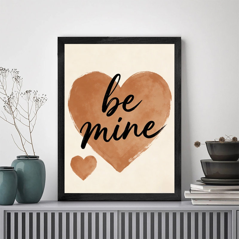 «BE MINE», impression encadrée noire, impression sur toile, thème de la Saint-Valentin, H 11 po x l 9 po