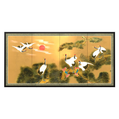 36" x 72" Gold Leaf Dragon In The Sky On 4 Panel Room Divider