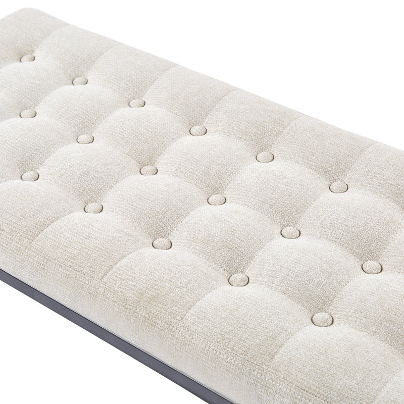 Banc en tissu Shauny avec pieds en métal, Crème