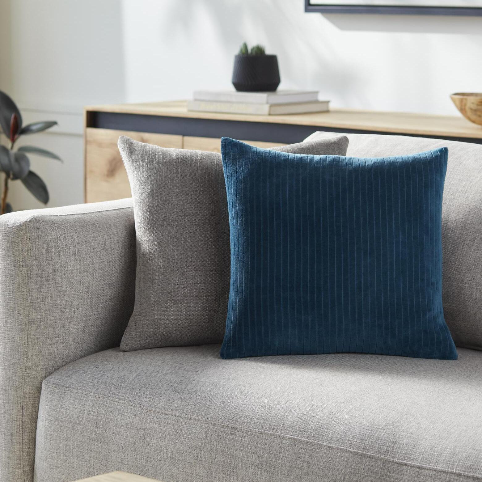 Westridge Cotton Pillow Cover, 18" x 18", Teal, Polyester/Polyfill
