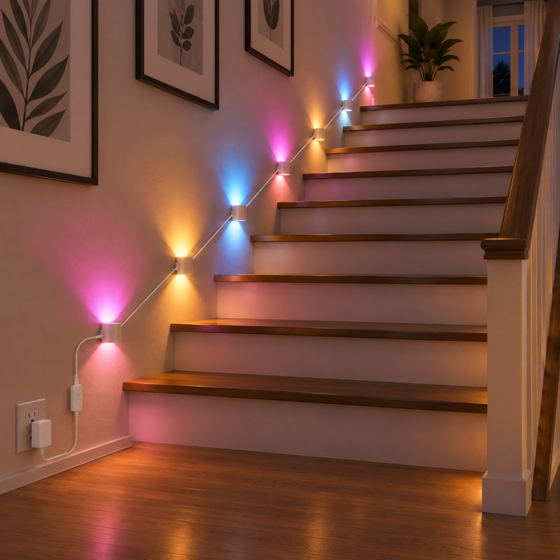 Lumary 9.2 ft Smart Wall Sconces with 7 Adjustable LED RGBAICW Lights, Indoor WiFi Wall Lights for Room Decor, Compatible with Alexa/Google Assistant