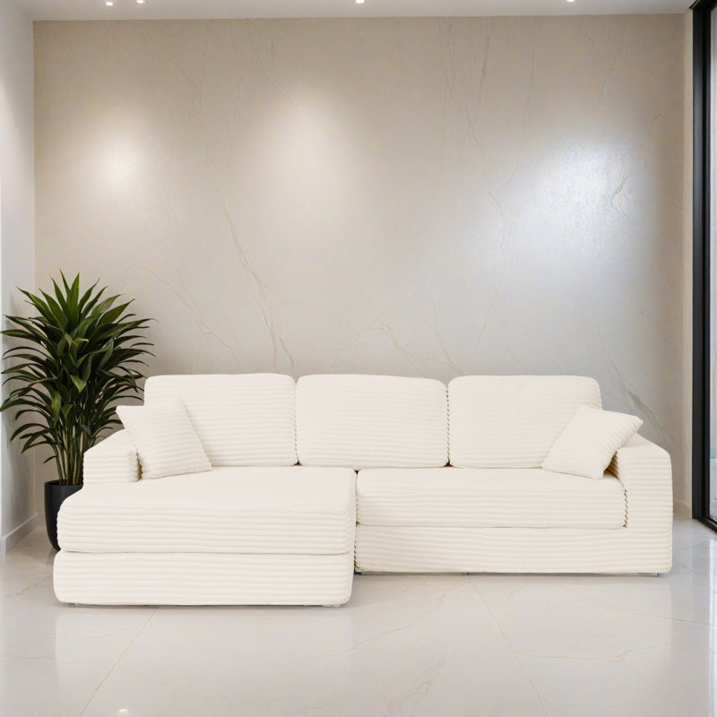 Canapé-lit modulaire 2 pièces pour salon, Polyester beige