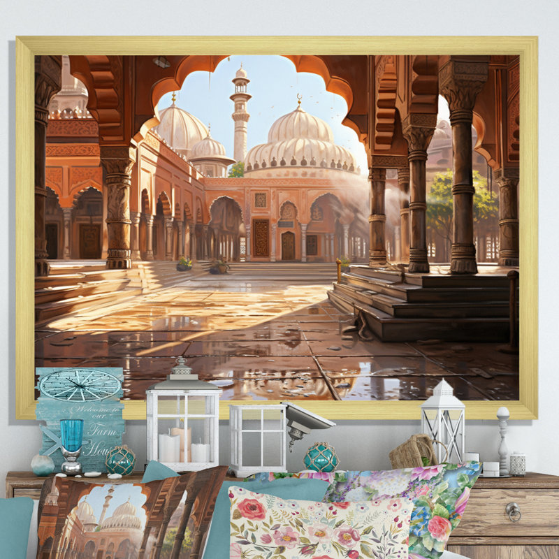 Islam Art The Path I - Islamic Canvas Prints, H 30 po x l 40 po x P 1,5 po, Cadre doré à une seule photo